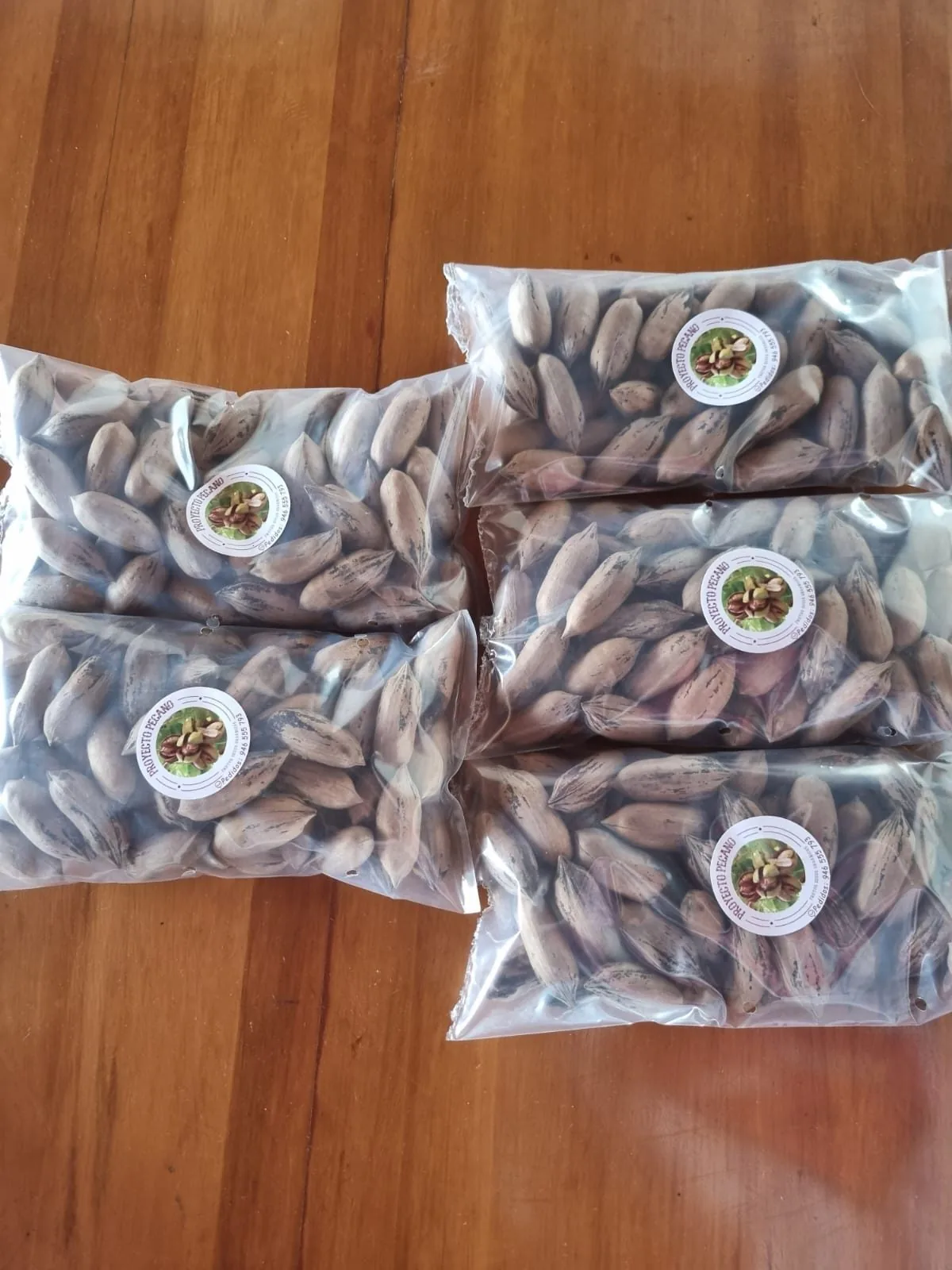 Bolsas de pecanas con cáscara del fundo Don Pedro